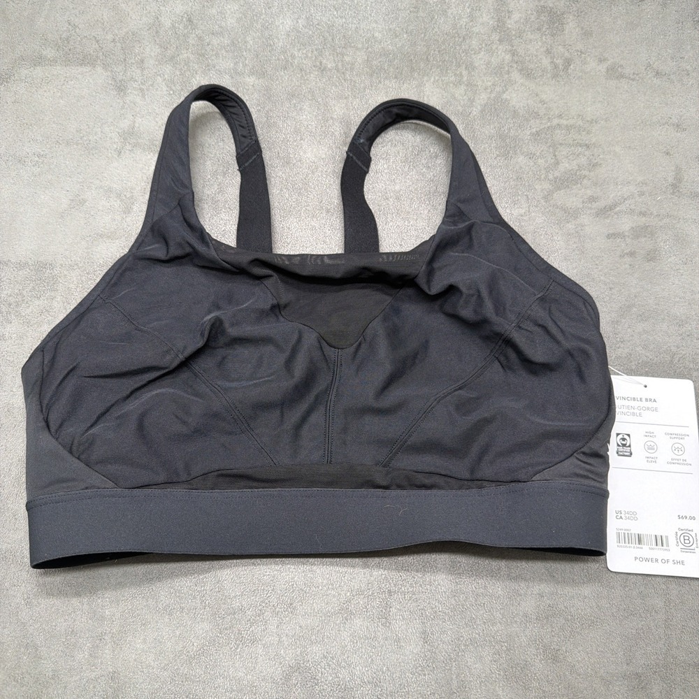 Athleta Invincible Sports Bra Black Size 34DD